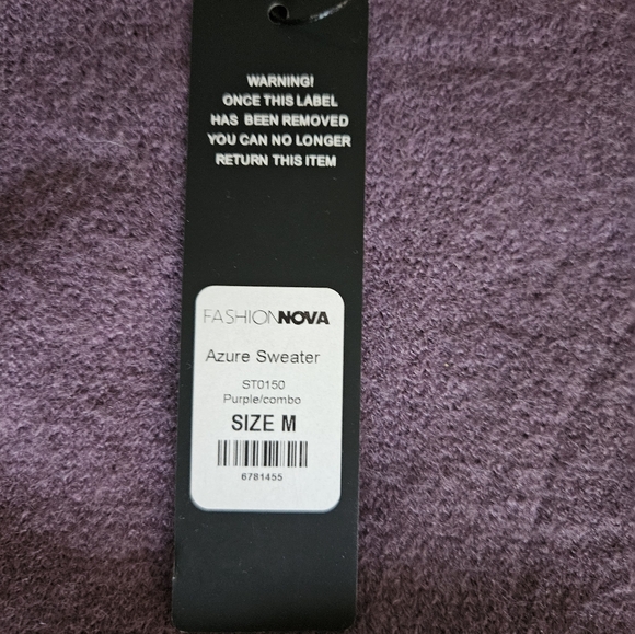 Ladies fashion nova purple knit fringe sweater - Picture 6 of 6